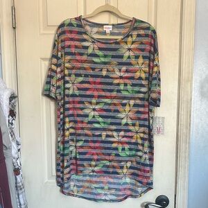 NWT Lularoe Irma floral stripe print tunic top size medium